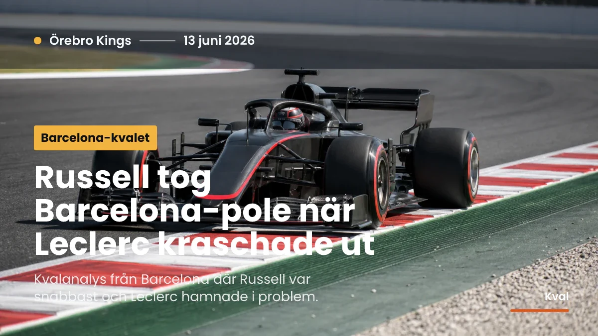 Generisk formelbil över kerbs på en bred F1-bana i Spanienliknande ljus.