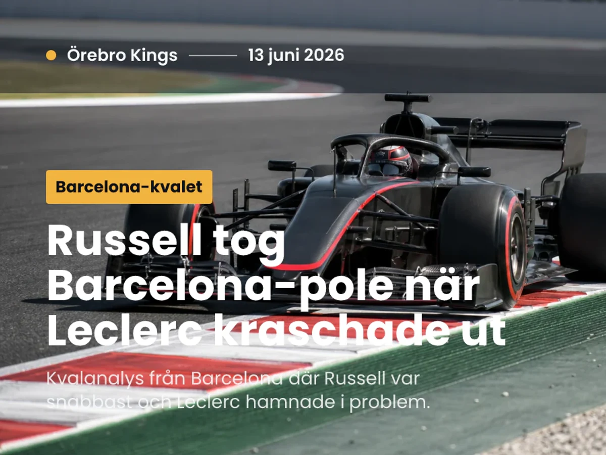Generisk formelbil över kerbs på en bred F1-bana i Spanienliknande ljus.